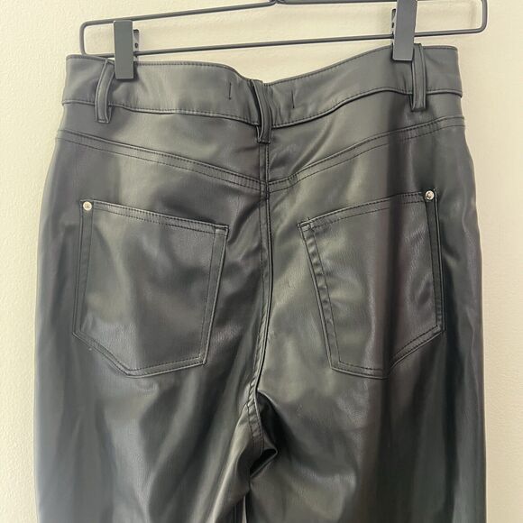 Zara Faux Leather Straight Leg Trouser Black Pants High Rise Womens Size 6 - Picture 8 of 12